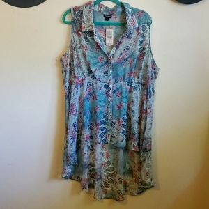 Sheer Floral Babydoll sleeveless top Torrid Plus Size 2